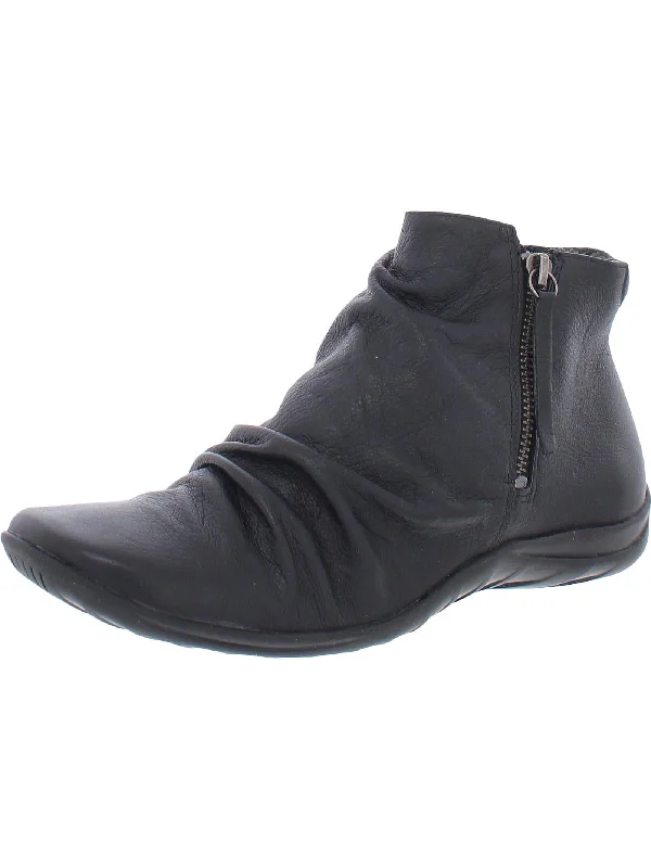 Abigail Womens Leather Zipper Ankle Boots