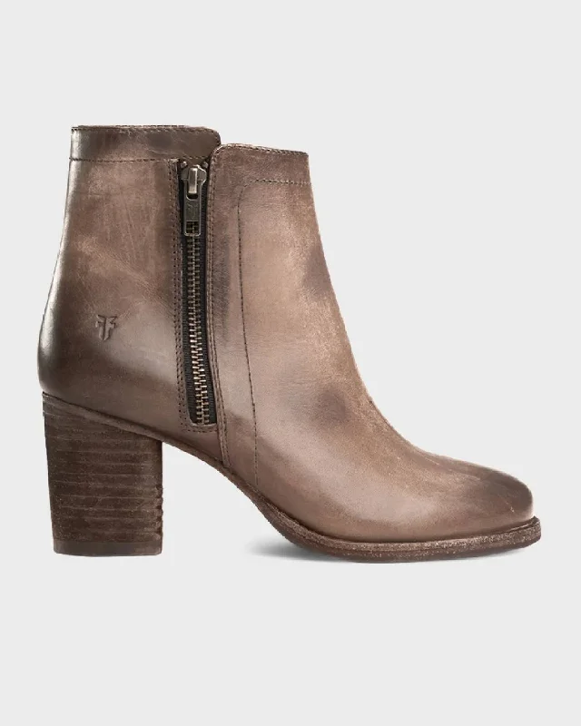 Addie Double Zip Ankle Boot In Stone