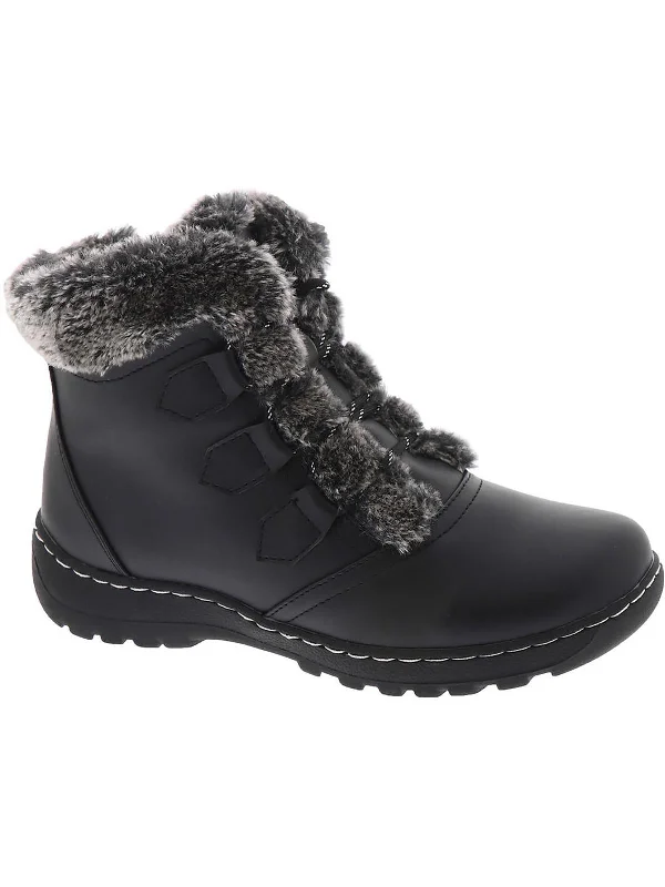 Agnes Womens Faux Leather Cozy Booties