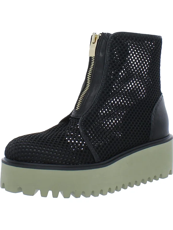 Amazing Flatform Womens Mesh Platform Ankle Boots