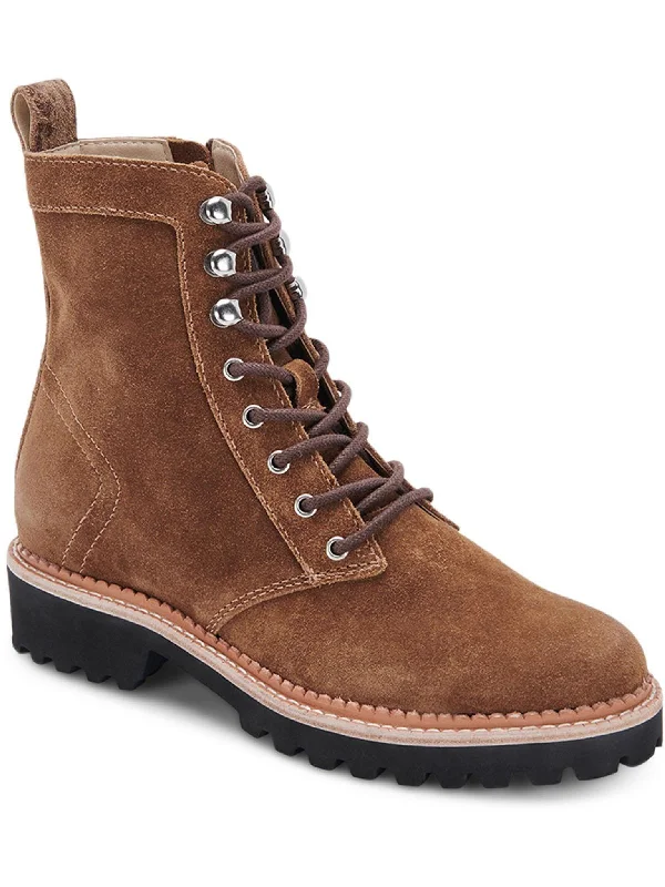 Avena Womens Leather Ankle Combat & Lace-up Boots