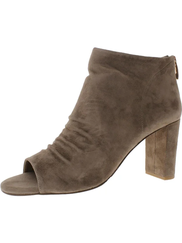 Barney Womens Suede Open Toe Ankle Boots