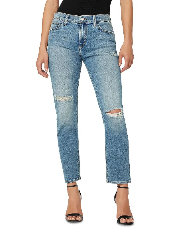 Bobby Womens Denim Tapered Boyfriend Jeans