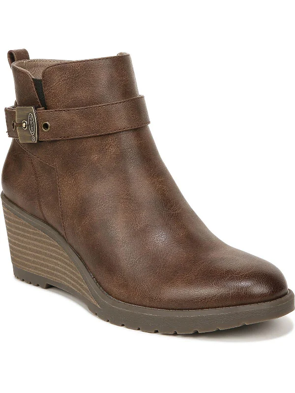 Camille Womens Faux Leather Zipper Ankle Boots