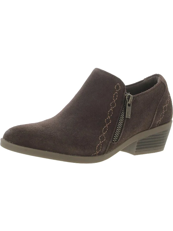 Collette Caitlyn Womens Suede Embroidered Booties