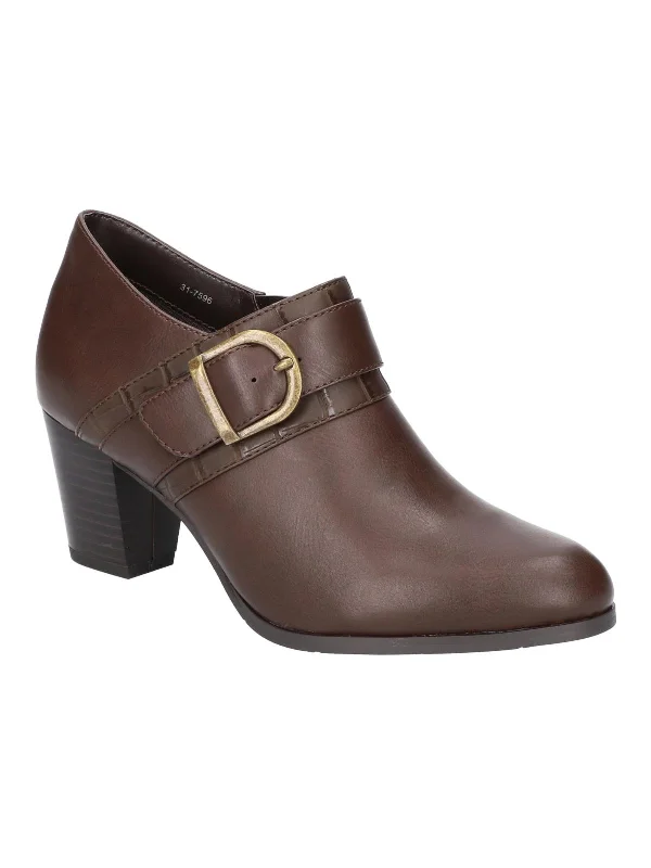 Della Womens Faux Leather Ankle Booties