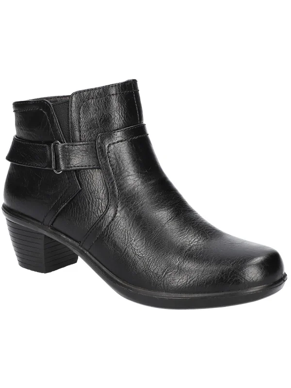 DURHAM Womens Faux Leather Block Heel Ankle Boots