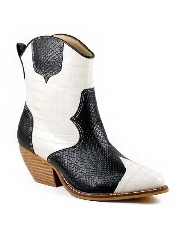 Eden Western Booties In Black/white