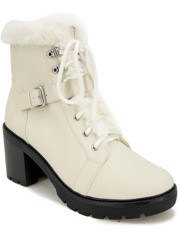 Elaine Womens Leather Lace Up Ankle Boots