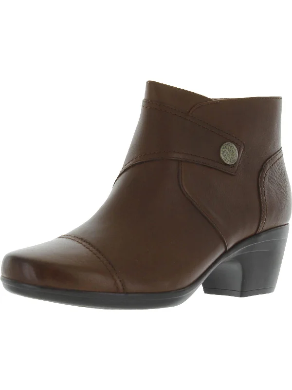 Emily Calle Womens Leather Zipper Ankle Boots