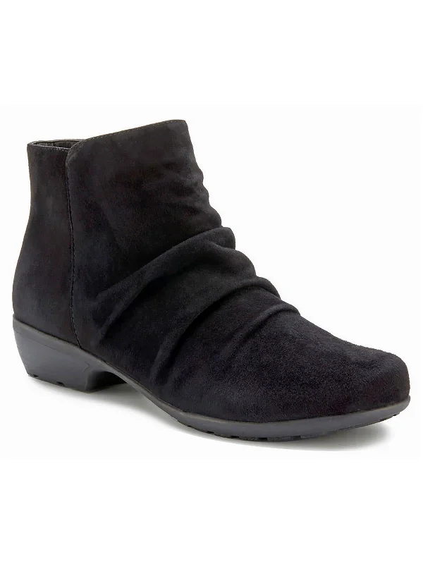 Esme Womens Leather Ruched Booties