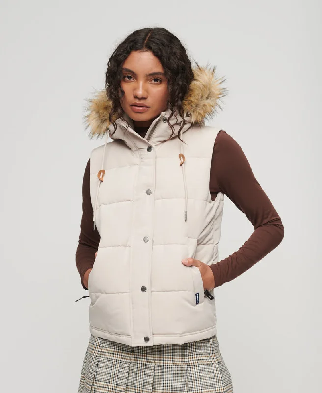 Everest Faux Fur Puffer Gilet | Chateau Grey