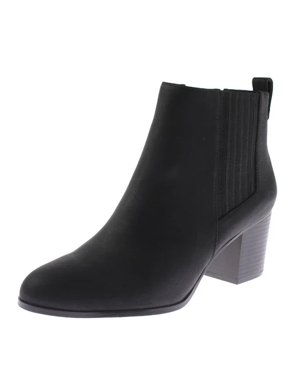 Fainn Womens Solid Stacked Heel Ankle Boots