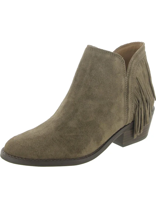 Freedah Womens Suede Fringe Ankle Boots