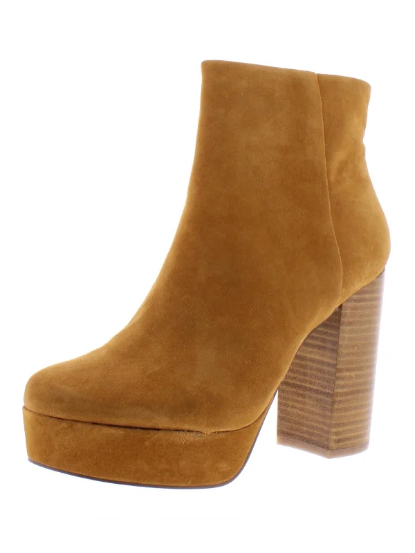 Gratify Womens Suede Block Heel Booties