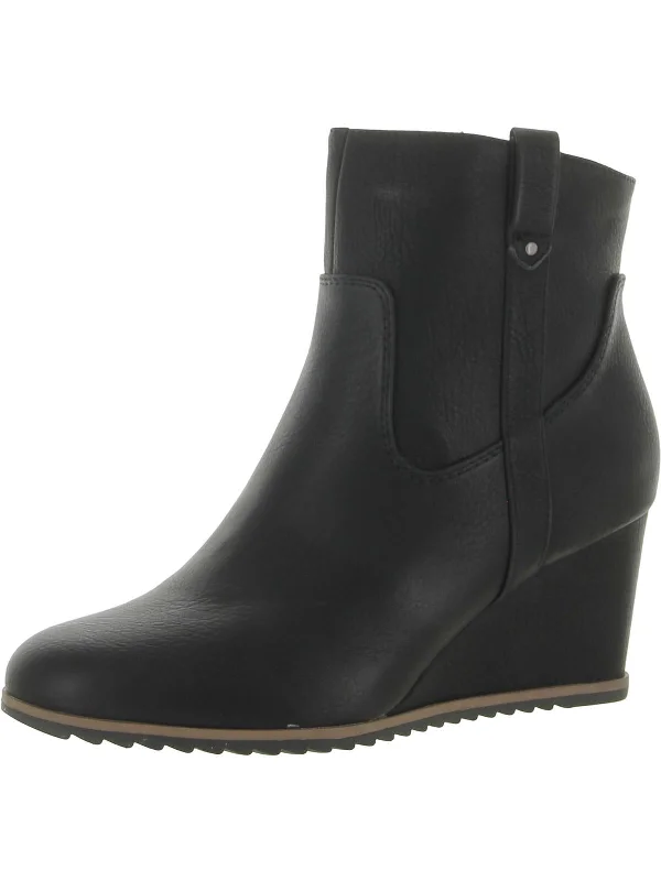 Haley West Womens Faux Leather Ankle Booties