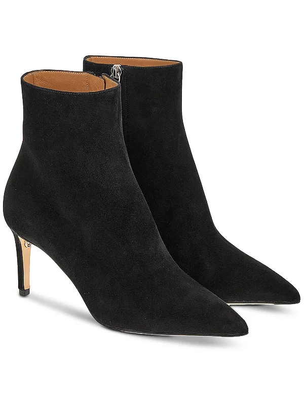 Imogen Womens Faux Suede Pointed Toe Booties