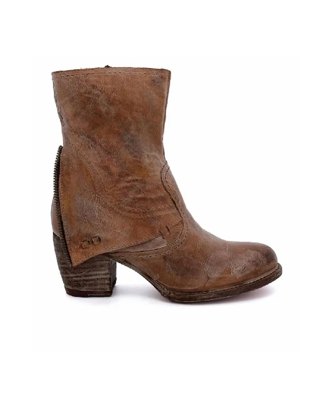 Iris Ankle Bootie In Tan Rustic White Bfs