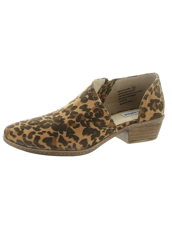 Jasper Womens Faux Leather Animal Print Booties