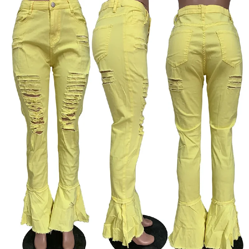 jean trouser for ladies latest hot selling hollow out women's jeans clothing white jeans women