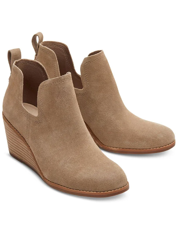 Kallie Womens Suede Ankle Wedge Boots