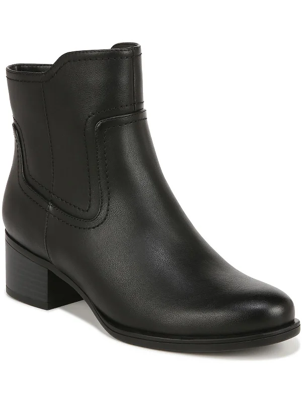 Kelby Womens Faux Leather Almond Toe Ankle Boots