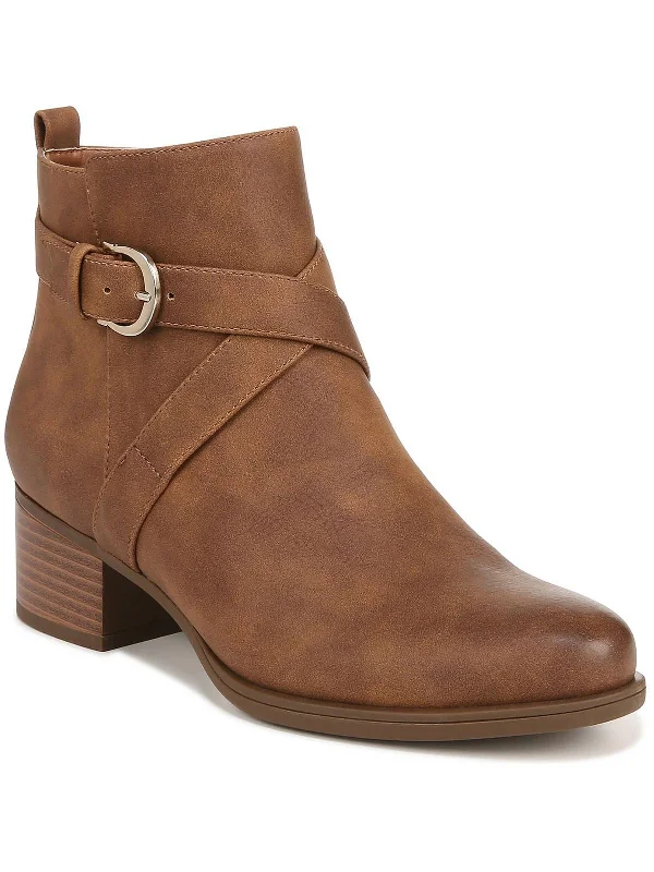 Kimbra Womens Faux Leather Buckle Ankle Boots