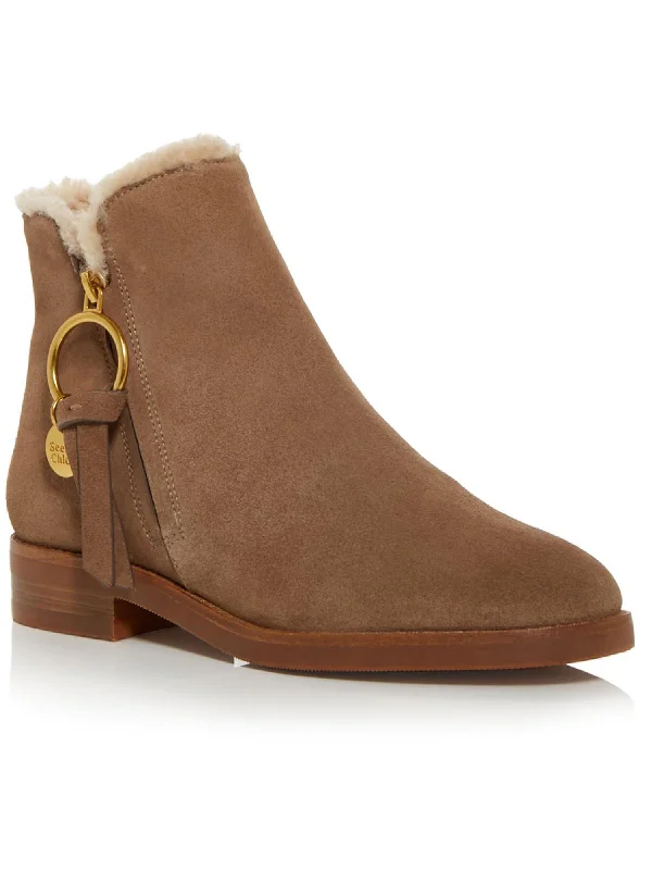 Louise Womens Leather Zip-On Ankle Boots