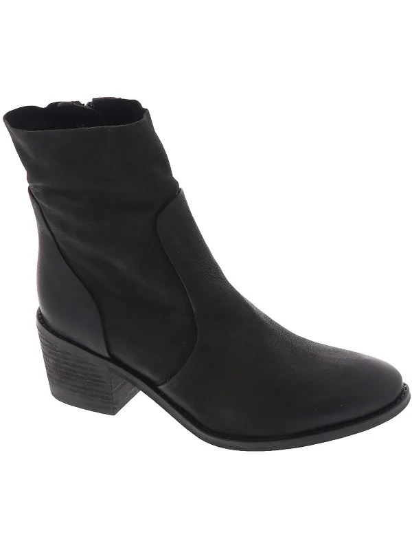 Majes Tic Womens Leather Stacked Heel Ankle Boots