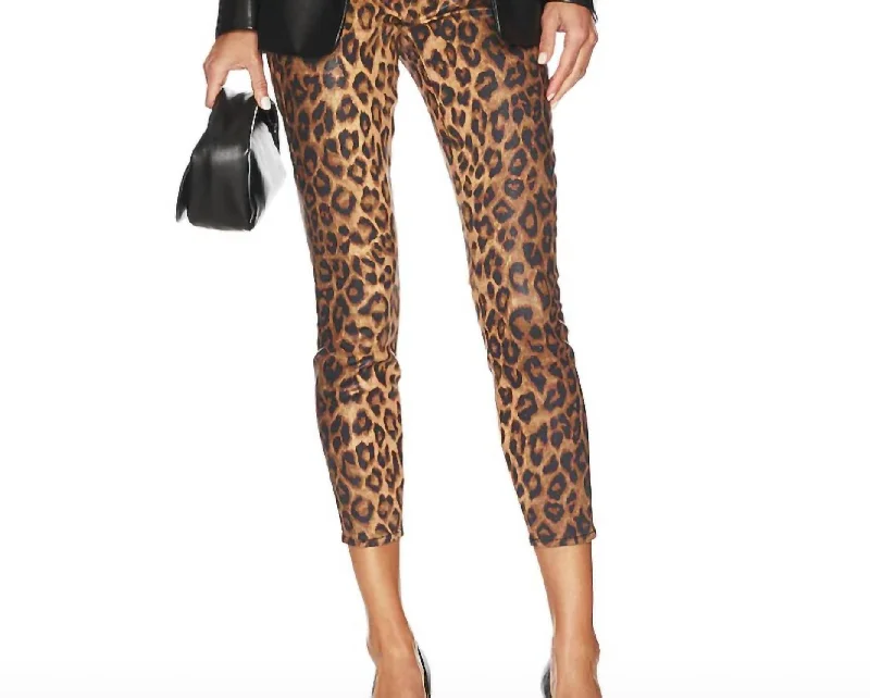 Margot Coated Jeans In Dark Brown/ Cheetah Coated