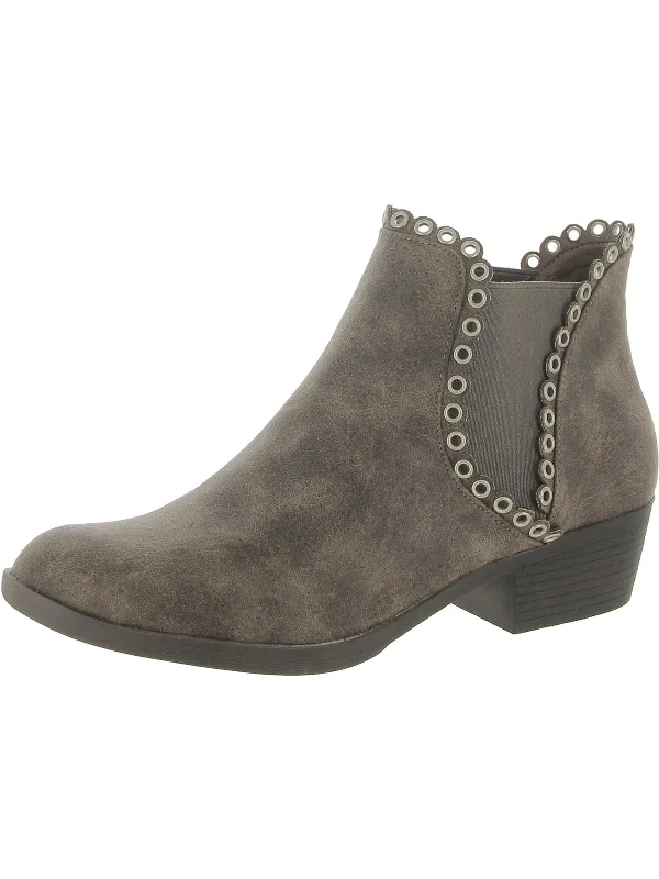 Marjorie Womens Faux Leather Distressed Booties