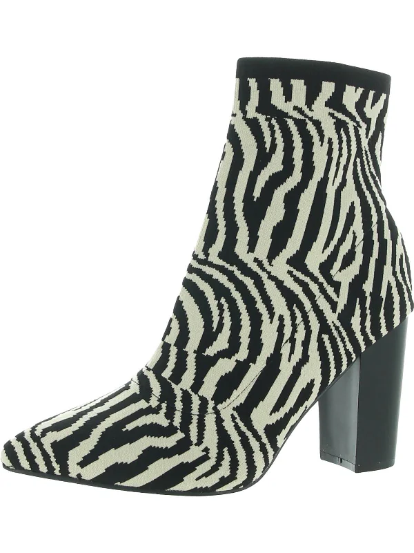 Martin Womens Knit Animal Print Ankle Boots