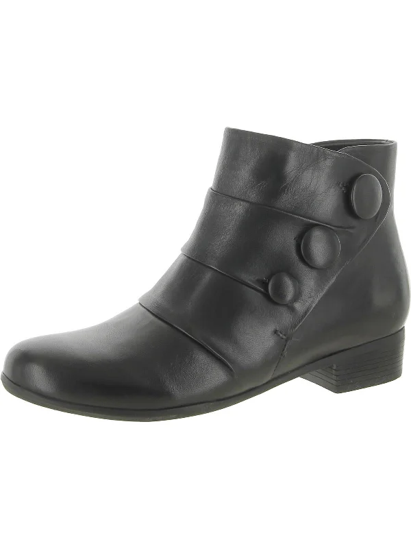 Mila Womens Leather Button Ankle Boots