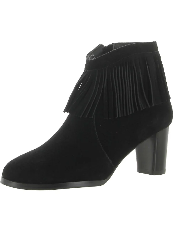 Misty Womens Leather Fringe Ankle Boots