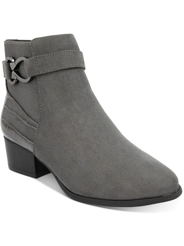 Nadine Womens Block Heel Leather Ankle Boots