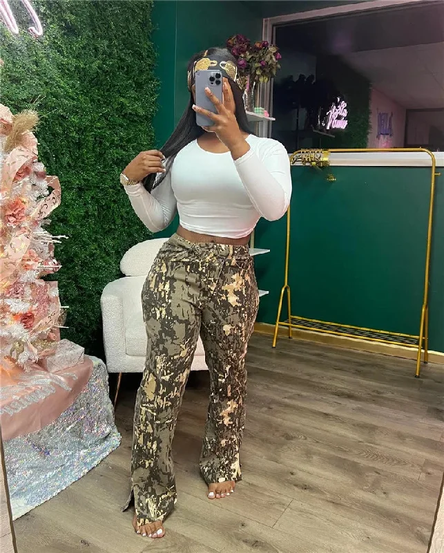 New Street Camo Cargo Pants Pocket Spring 2023 Women S Clothing Loose Wide Leg Pants Camouflage Pants For Women