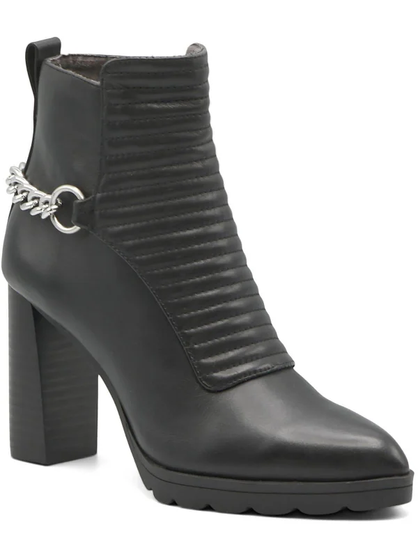 Niles Womens Faux Leather Chain Ankle Boots