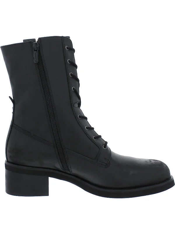 Olsa Womens Leather Ankle Combat & Lace-up Boots