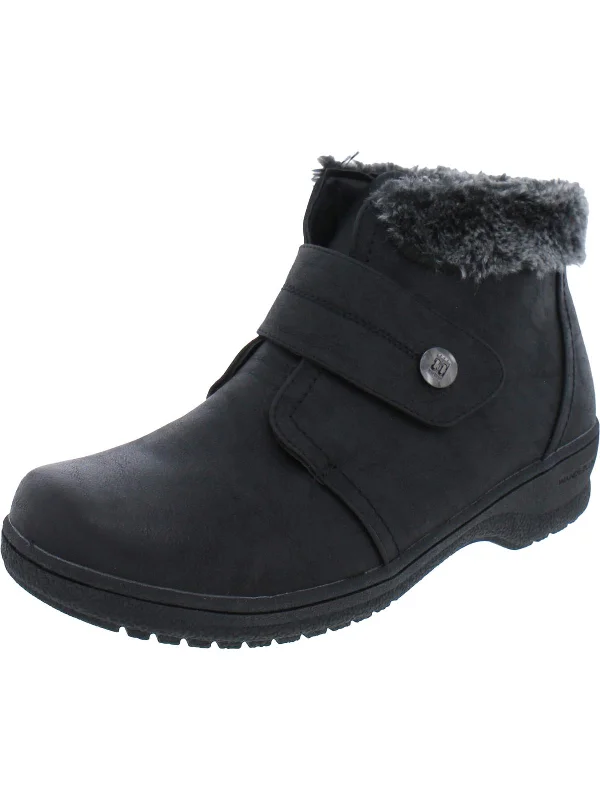 Perth Womens Faux Leather Faux Fur Lined Ankle Boots