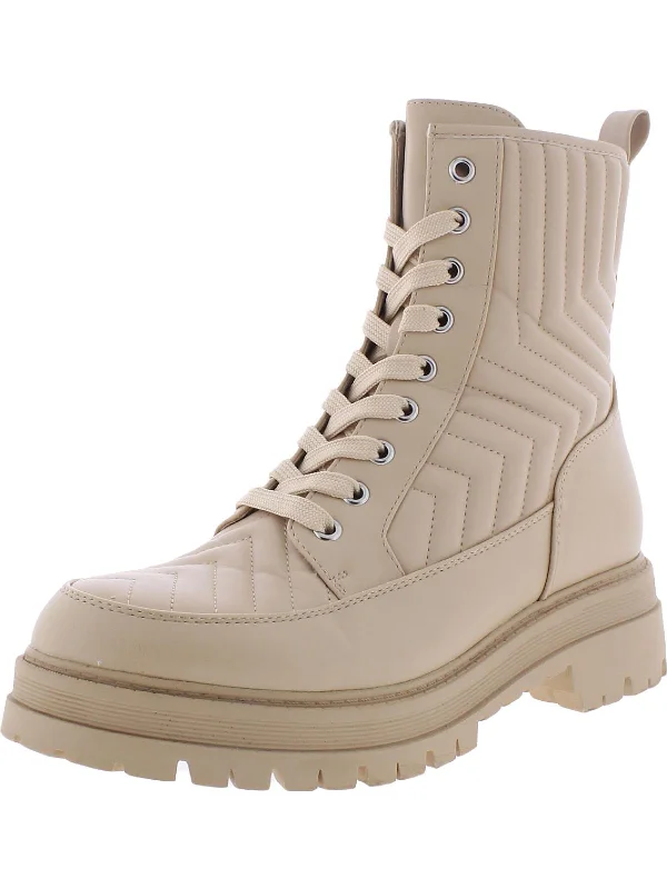 Pierce  Womens Round Toe Ankle Combat & Lace-up Boots