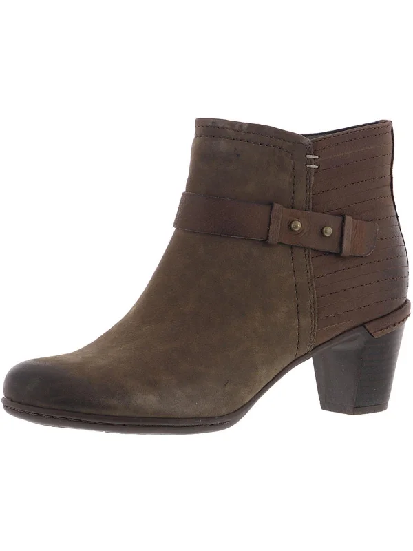 Rashel Buckle Womens Leather Heeled Ankle Boots