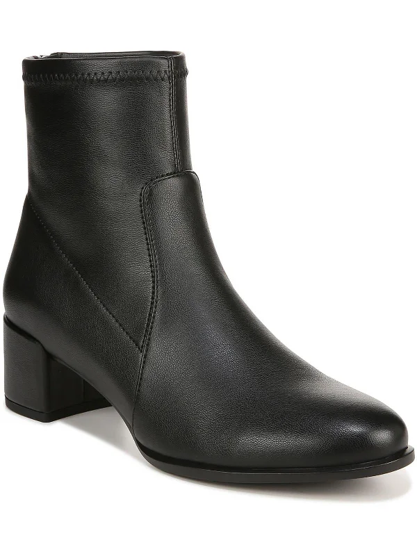 Ravi Womens Faux Leather Stretch Ankle Boots