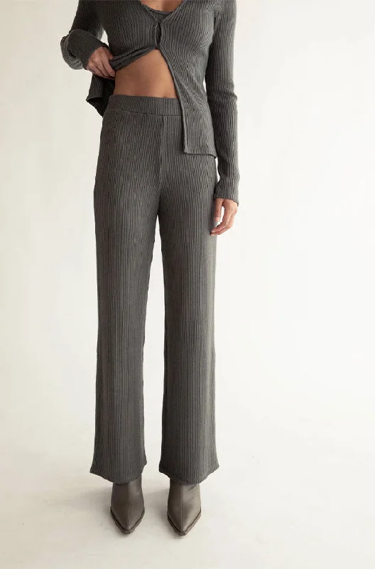 RIB-KNIT STRAIGHT LEG PANT