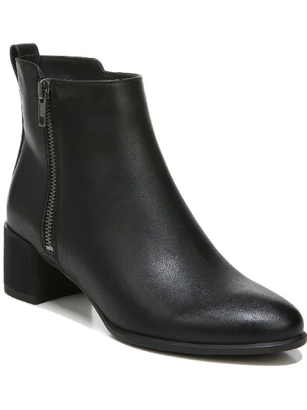 Richy Zip Womens Faux Leather Block Heel Ankle Boots