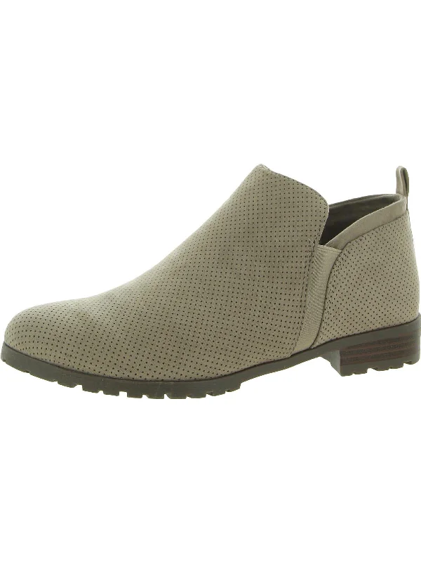 Rollin Womens Faux Suede Slip On Ankle Boots