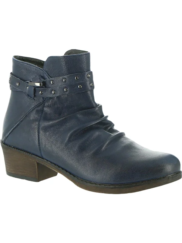 Roxie Womens Leather Block Heel Booties