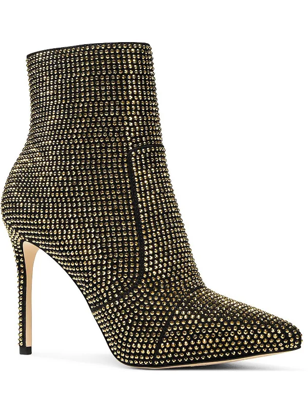 Rue Womens Rhinestone Stiletto Booties