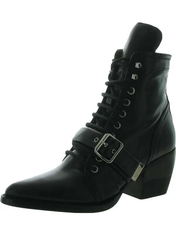 Rylee Womens Leather Lace Up Ankle Boots