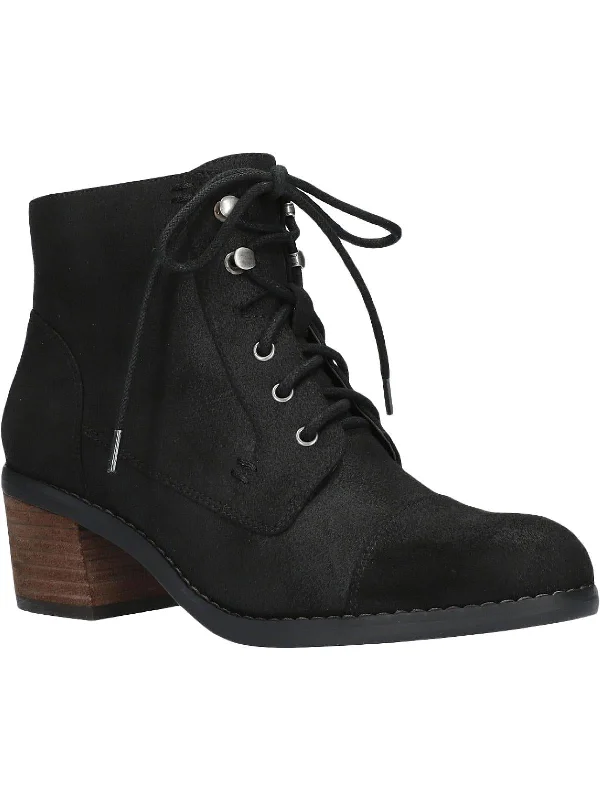 Sarina Womens Suede Ankle Combat & Lace-up Boots