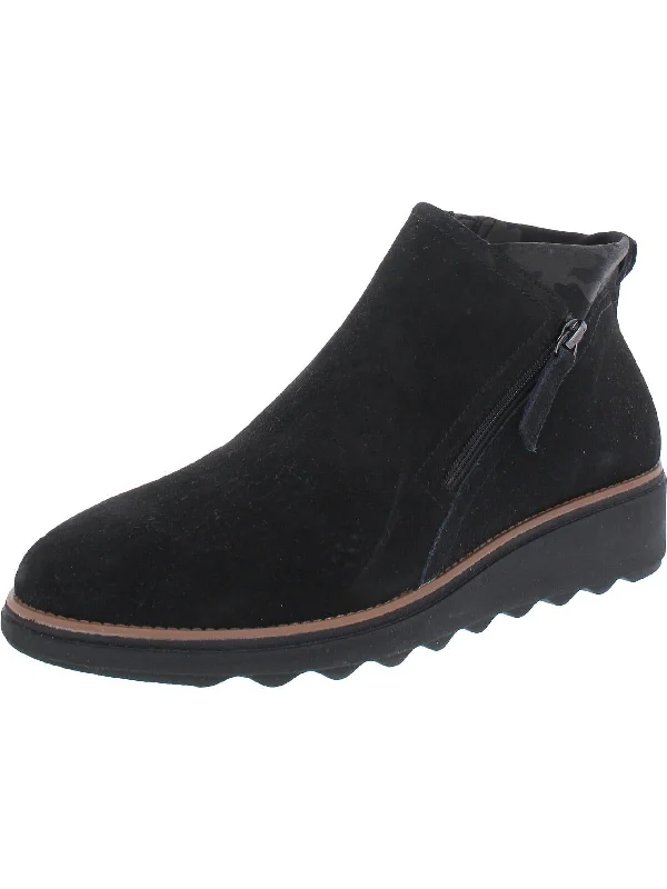 Sharon Womens Slip On Leather Ankle Boots